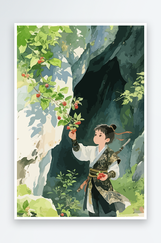 Q版卡通古风大侠插画元素-众图网