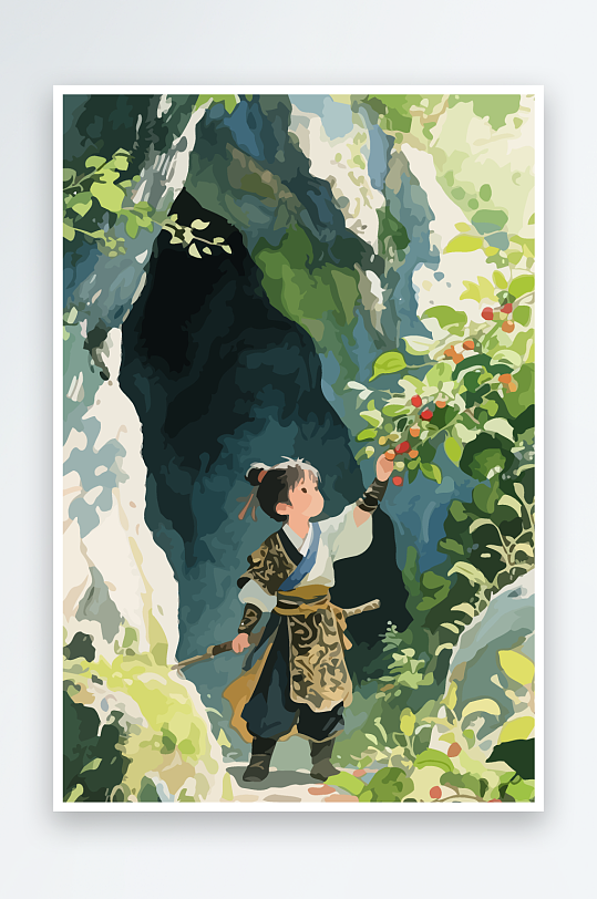 Q版卡通古风大侠插画元素-众图网