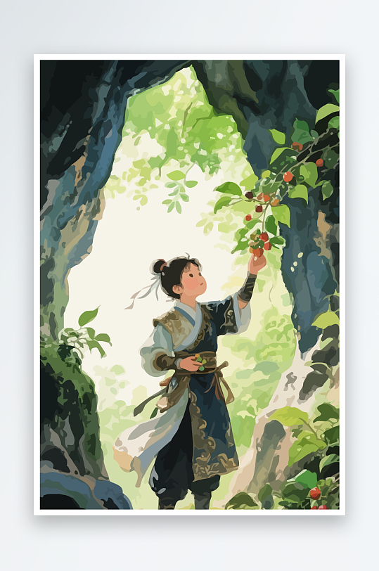 Q版卡通古风大侠插画元素-众图网