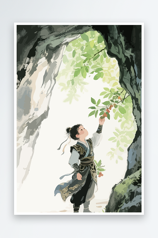 Q版卡通古风大侠插画元素-众图网