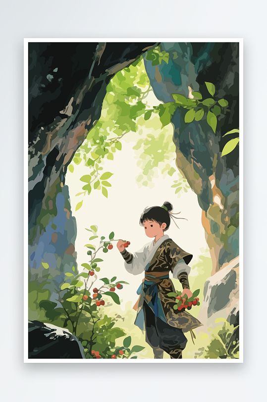 Q版卡通古风大侠插画元素-众图网