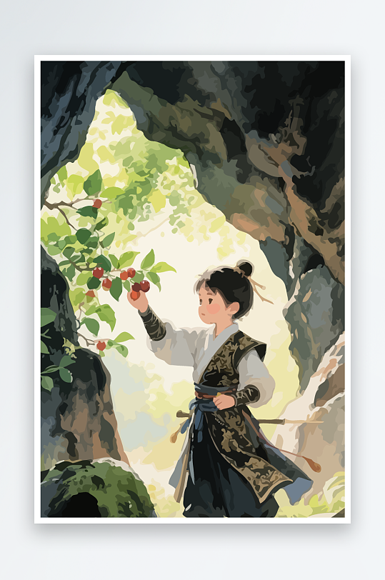 Q版卡通古风大侠插画元素-众图网