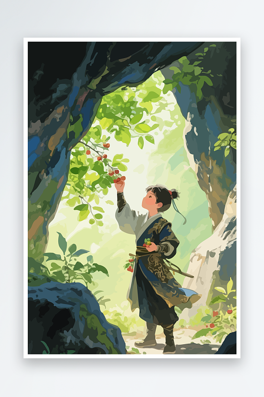 Q版卡通古风大侠插画元素-众图网