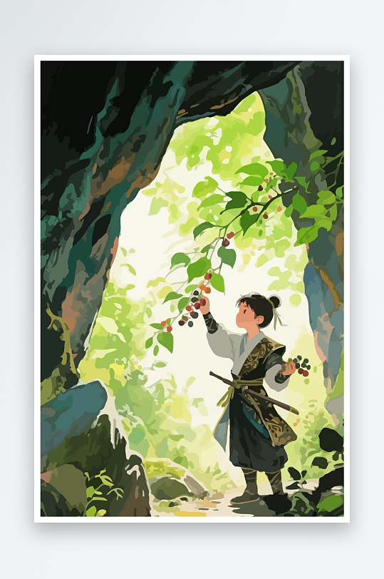 Q版卡通古风大侠插画元素-众图网