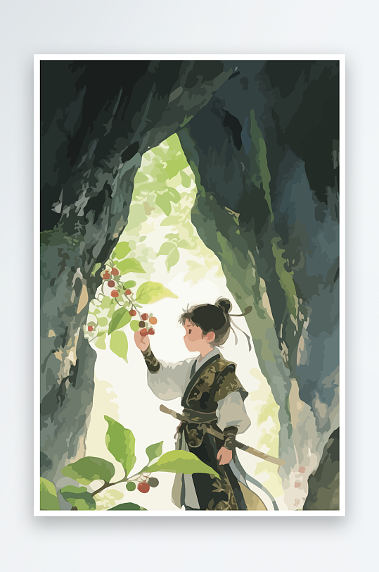 Q版卡通古风大侠插画元素-众图网