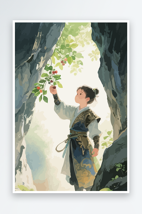 Q版卡通古风大侠插画元素-众图网