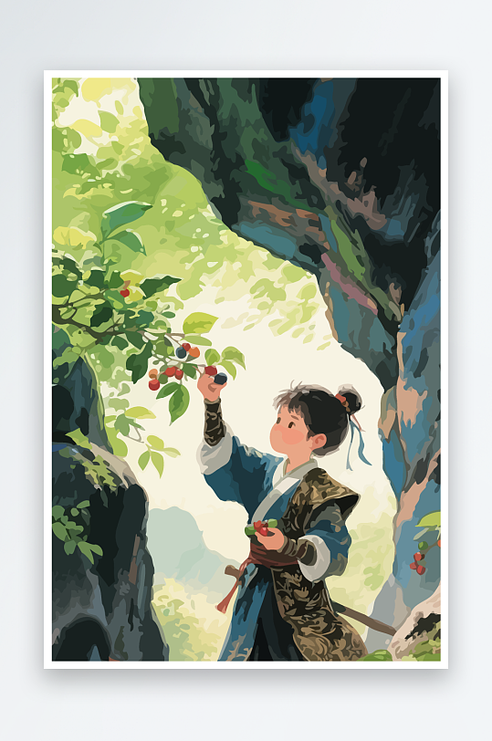 Q版卡通古风大侠插画元素-众图网