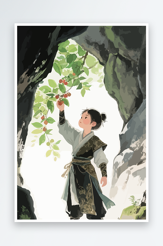 Q版卡通古风大侠插画元素-众图网