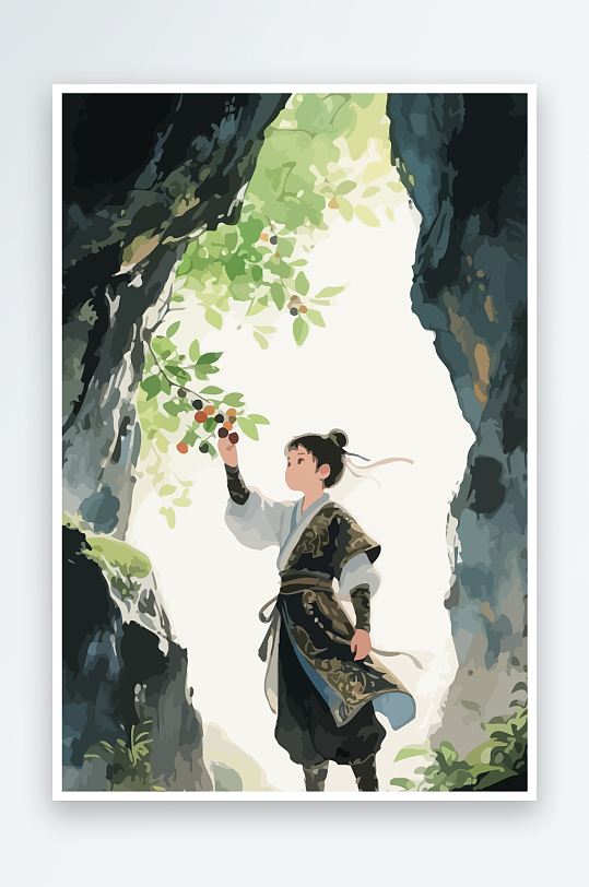 Q版卡通古风大侠插画元素-众图网