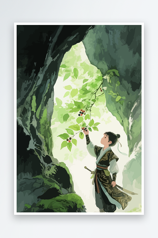 Q版卡通古风大侠插画-众图网