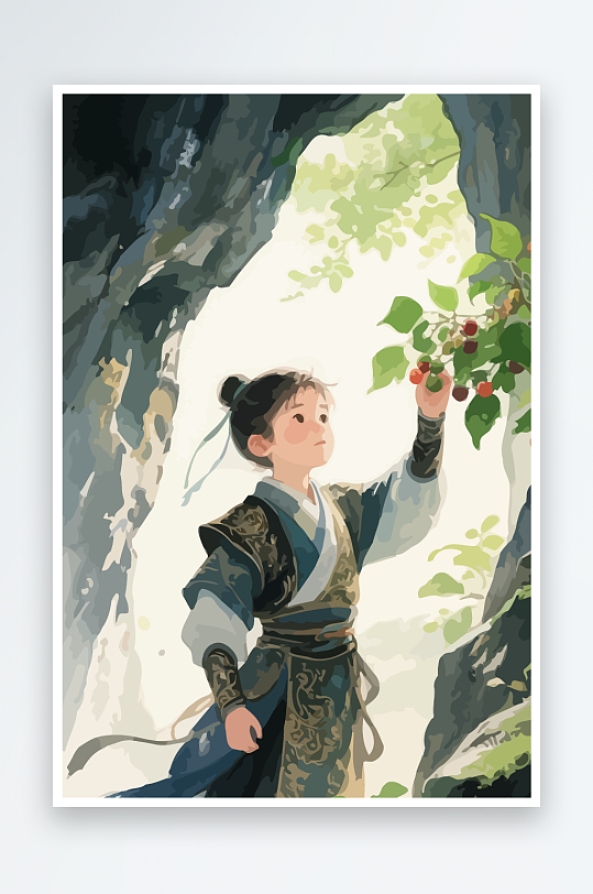 Q版卡通古风大侠插画-众图网