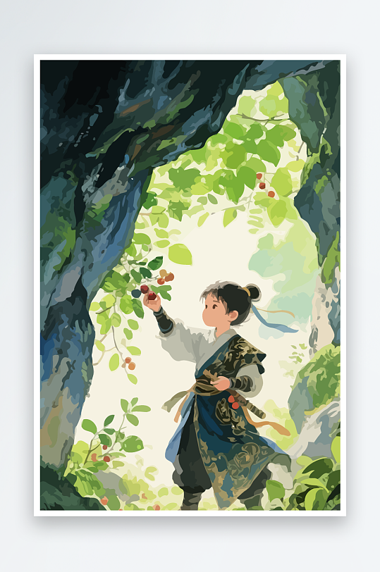 Q版卡通古风大侠插画-众图网