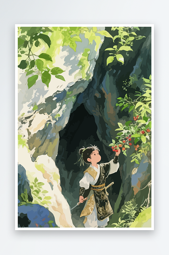 Q版卡通古风大侠插画-众图网