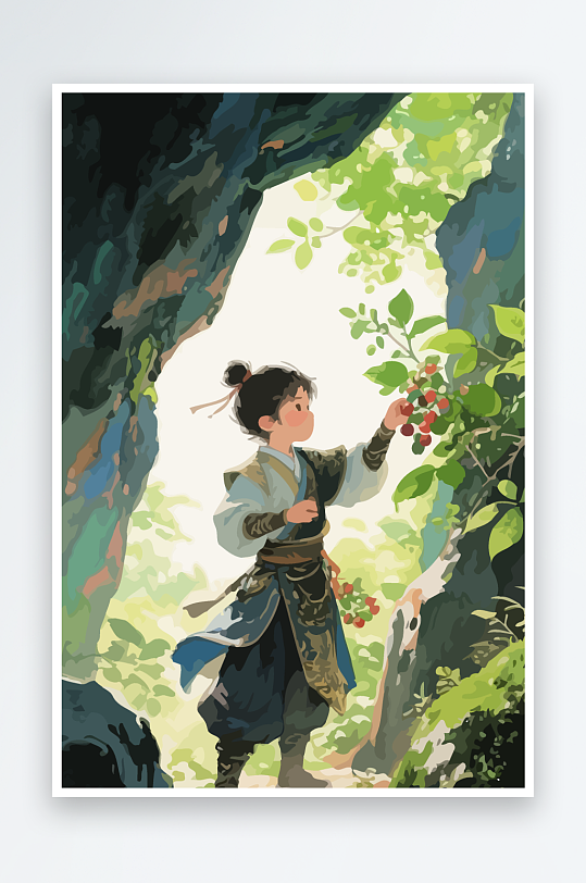 Q版卡通古风大侠插画-众图网