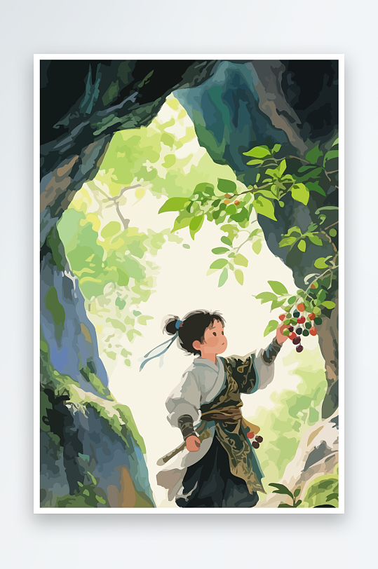 Q版卡通古风大侠插画-众图网