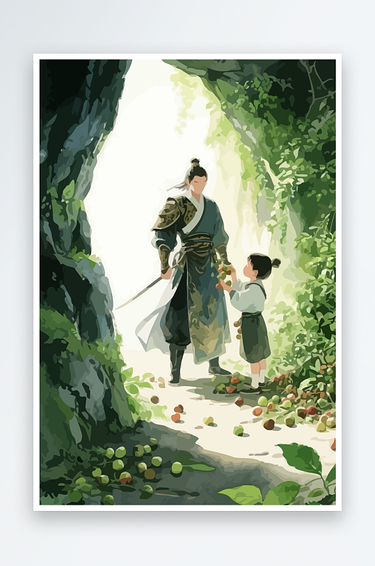 Q版卡通古风大侠插画-众图网