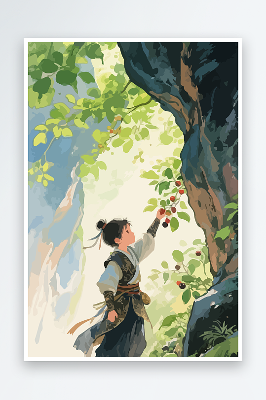 Q版卡通古风大侠插画-众图网