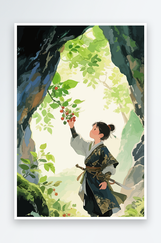 Q版卡通古风大侠插画-众图网