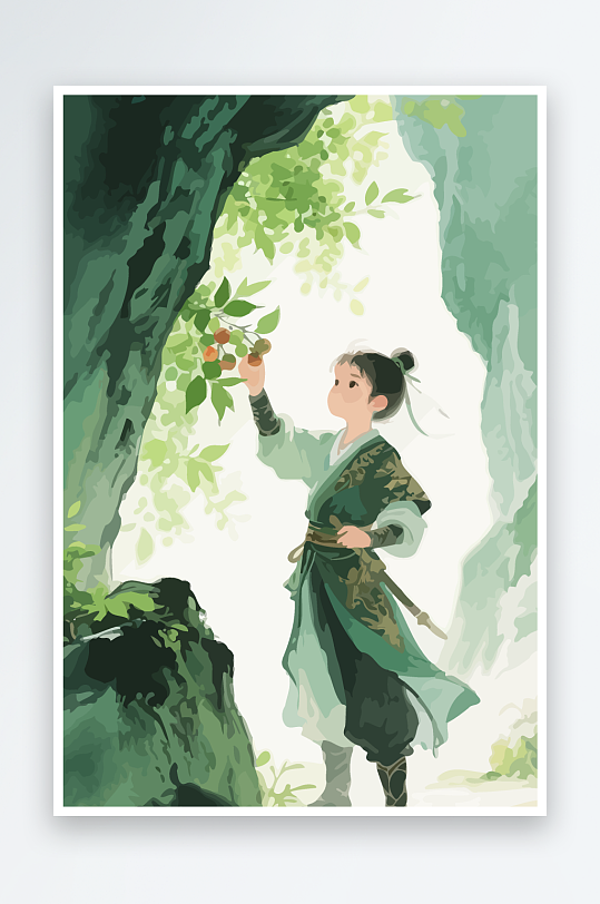 Q版卡通古风大侠插画-众图网