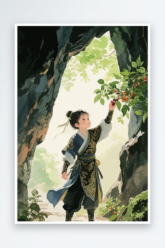 Q版卡通古风大侠插画-众图网