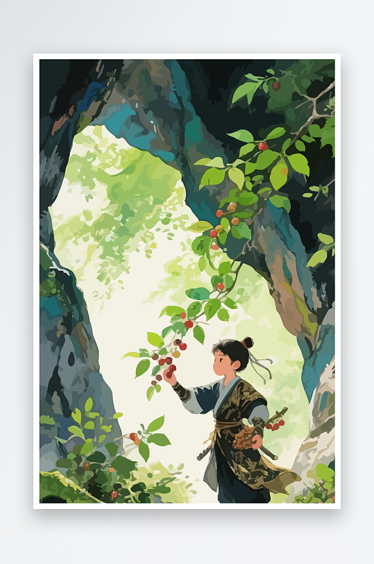 Q版卡通古风大侠插画-众图网