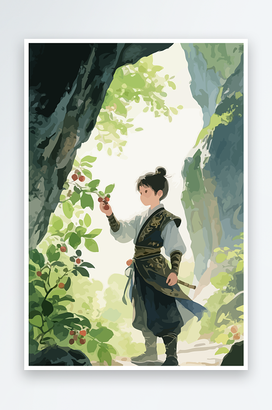 Q版卡通古风大侠插画元素-众图网