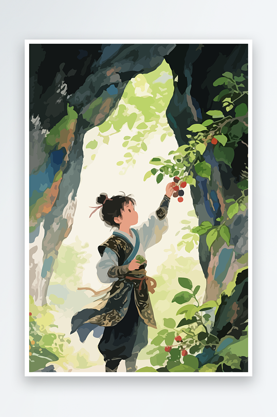 Q版卡通古风大侠插画元素-众图网