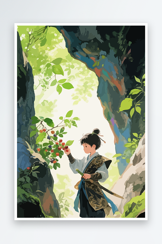 Q版卡通古风大侠插画元素-众图网