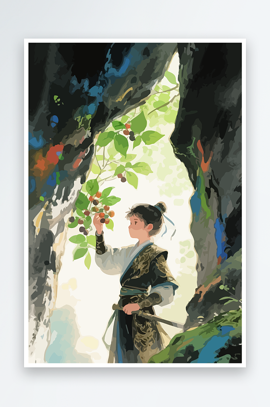 Q版卡通古风大侠插画元素-众图网