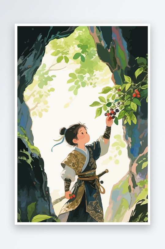 Q版卡通古风大侠插画元素-众图网