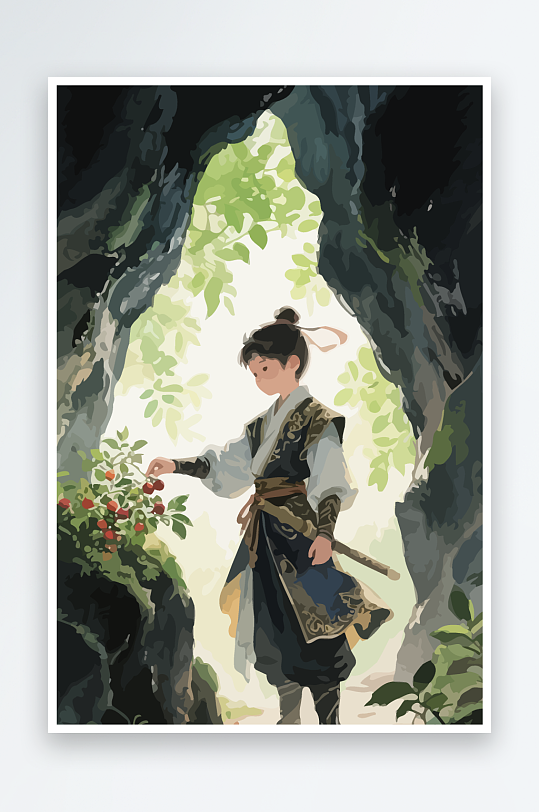 Q版卡通古风大侠插画元素-众图网