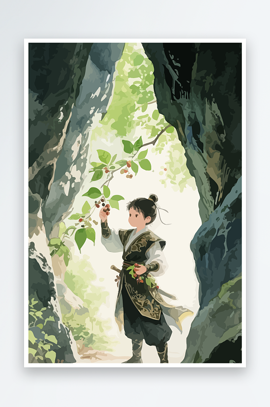 Q版卡通古风大侠插画元素-众图网