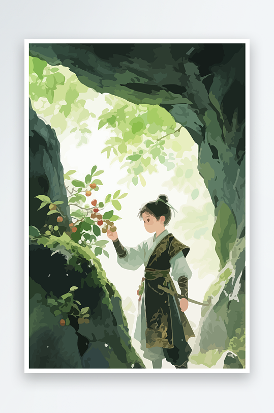 Q版卡通古风大侠插画元素-众图网