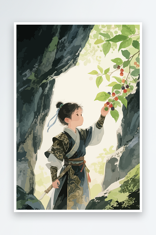 Q版卡通古风大侠插画元素-众图网