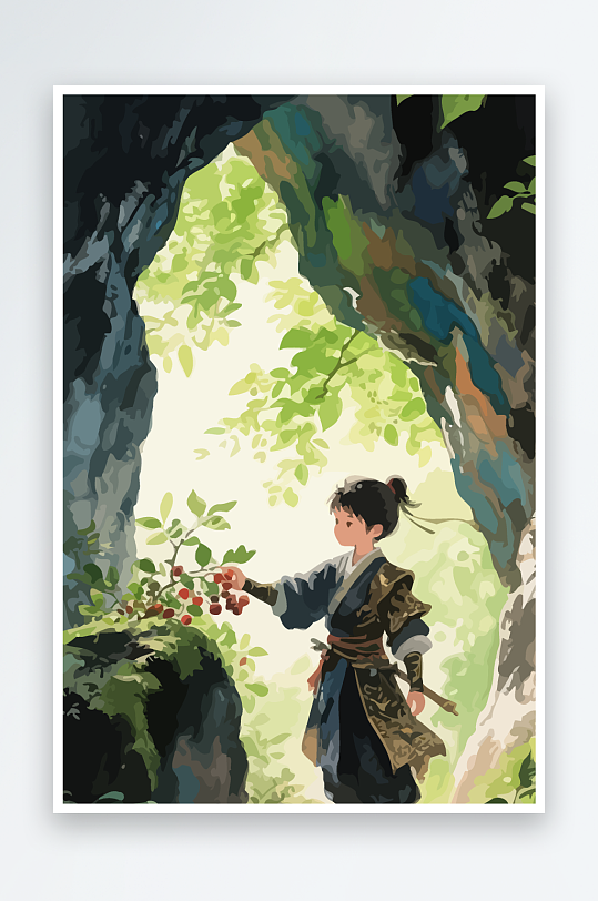 Q版卡通古风大侠插画元素-众图网