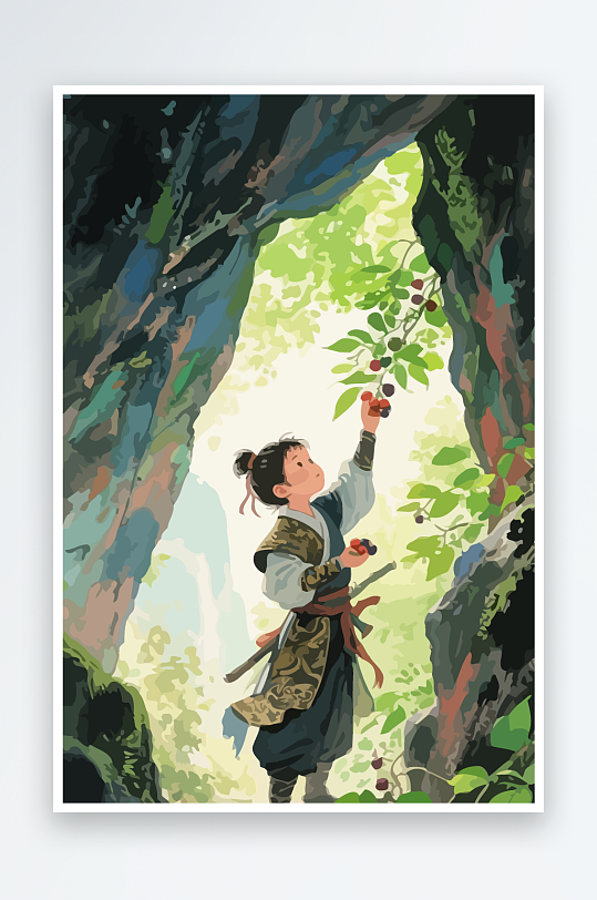 Q版卡通古风大侠插画元素-众图网