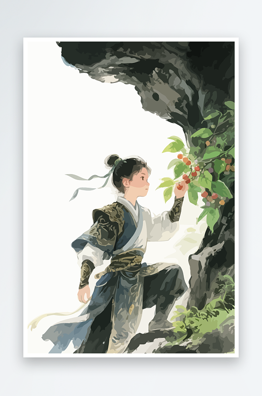 Q版卡通古风大侠插画元素-众图网