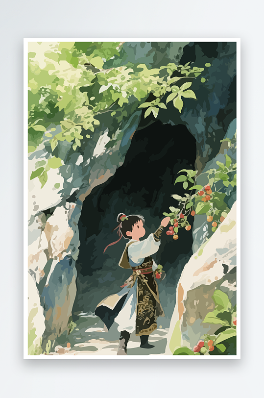 Q版卡通古风大侠插画元素-众图网