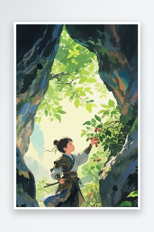 Q版卡通古风大侠插画-众图网