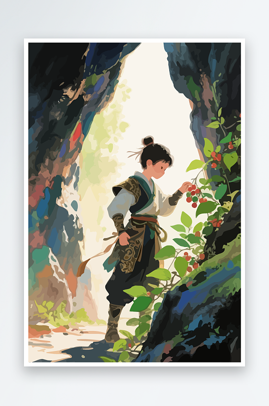 Q版卡通古风大侠插画-众图网