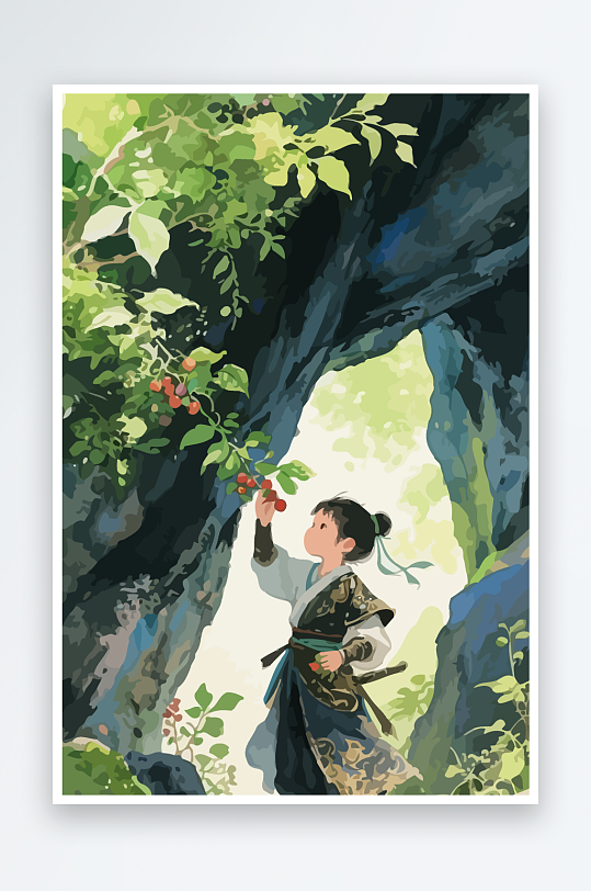 Q版卡通古风大侠插画-众图网