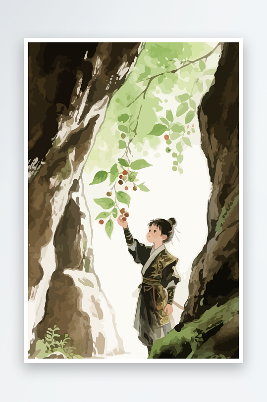 Q版卡通古风大侠插画-众图网