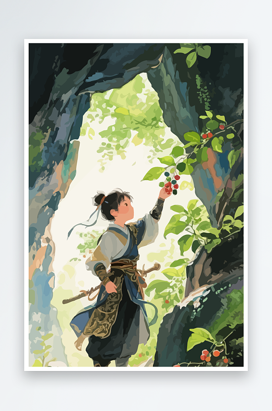 Q版卡通古风大侠插画-众图网