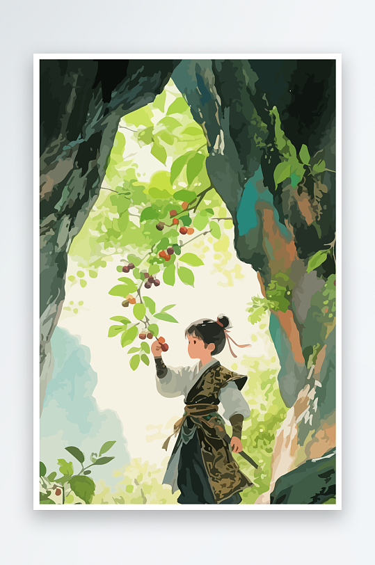 Q版卡通古风大侠插画-众图网