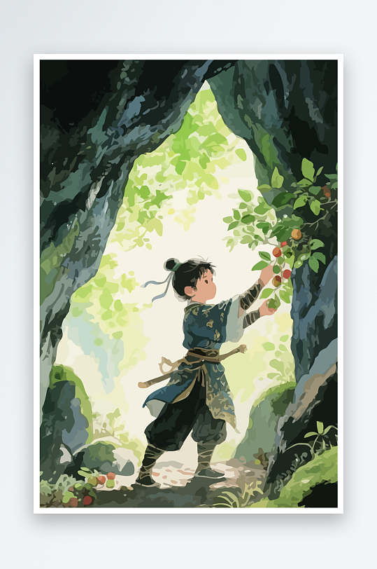 Q版卡通古风大侠插画-众图网