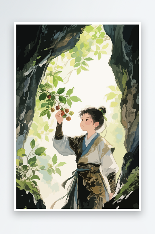 Q版卡通古风大侠插画元素-众图网