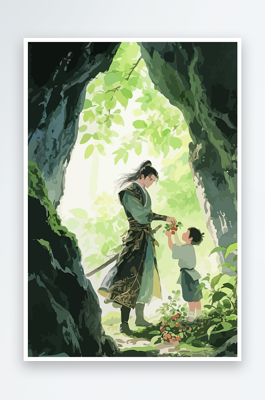 Q版卡通古风大侠插画元素-众图网