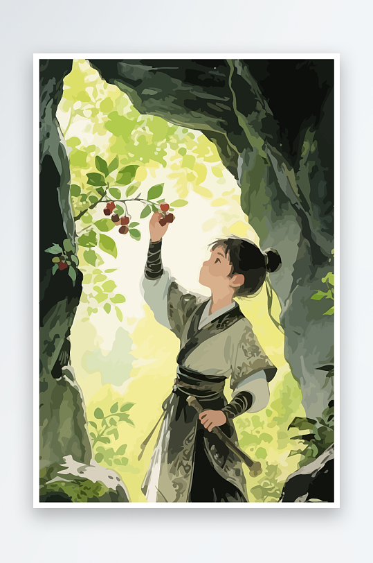 Q版卡通古风大侠插画元素-众图网