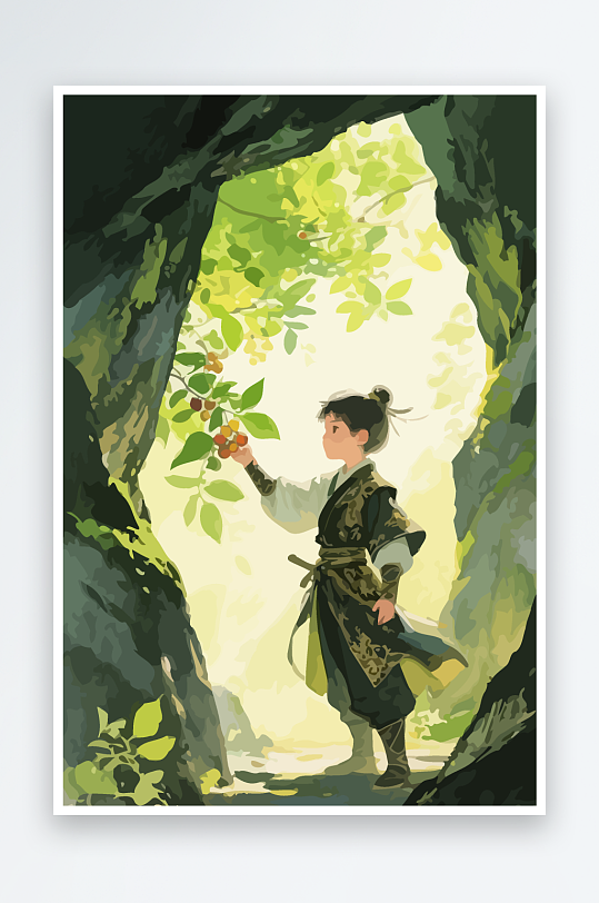 Q版卡通古风大侠插画元素-众图网