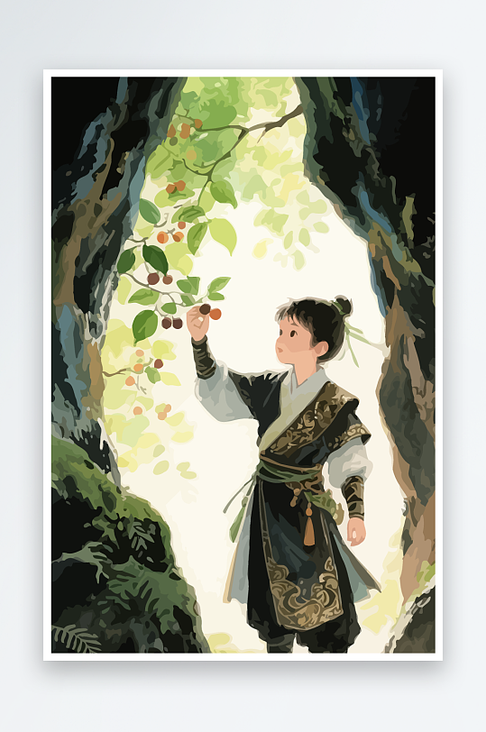 Q版卡通古风大侠插画元素-众图网